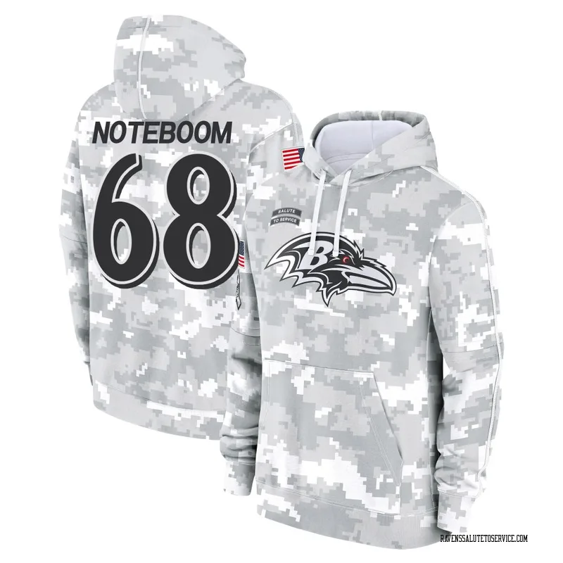 Youth Joe Noteboom Baltimore Ravens Camo Arctic 2024 Salute to Service Club Fleece Pullover Hoodie