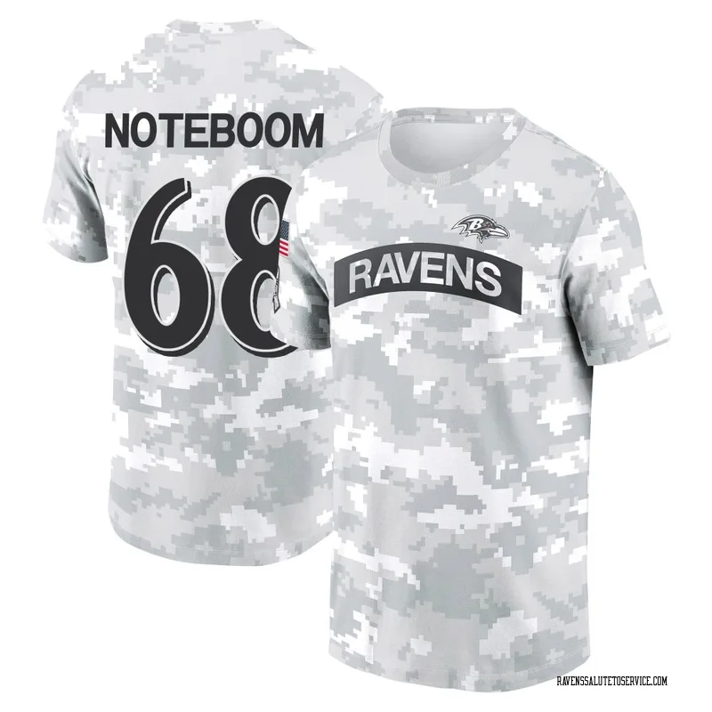 Youth Joe Noteboom Baltimore Ravens Camo Arctic 2024 Salute to Service Performance T-Shirt