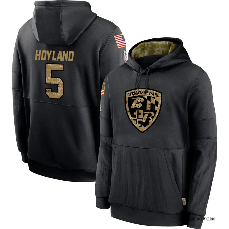 Youth John Hoyland Baltimore Ravens Black 2020 Salute to Service Sideline Performance Pullover Hoodie
