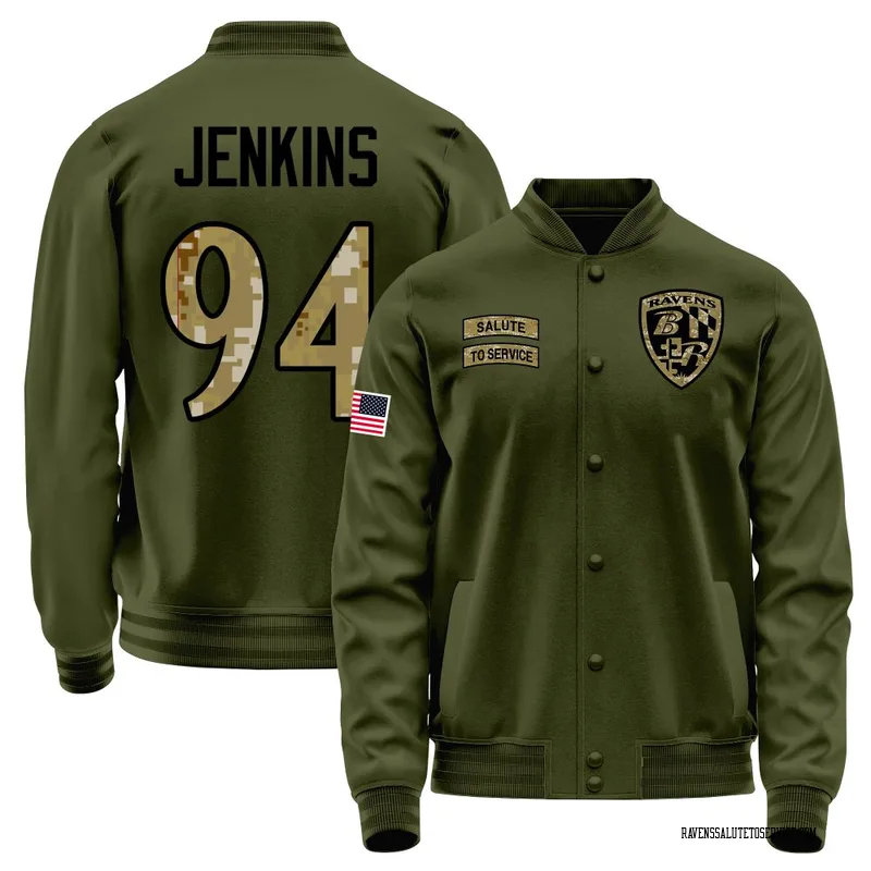 Youth John Jenkins Baltimore Ravens Olive Salute to Service Sideline Performance Jacket