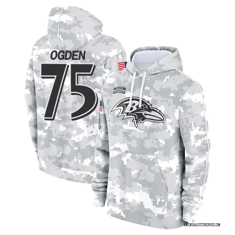 Youth Jonathan Ogden Baltimore Ravens Camo Arctic 2024 Salute to Service Club Fleece Pullover Hoodie