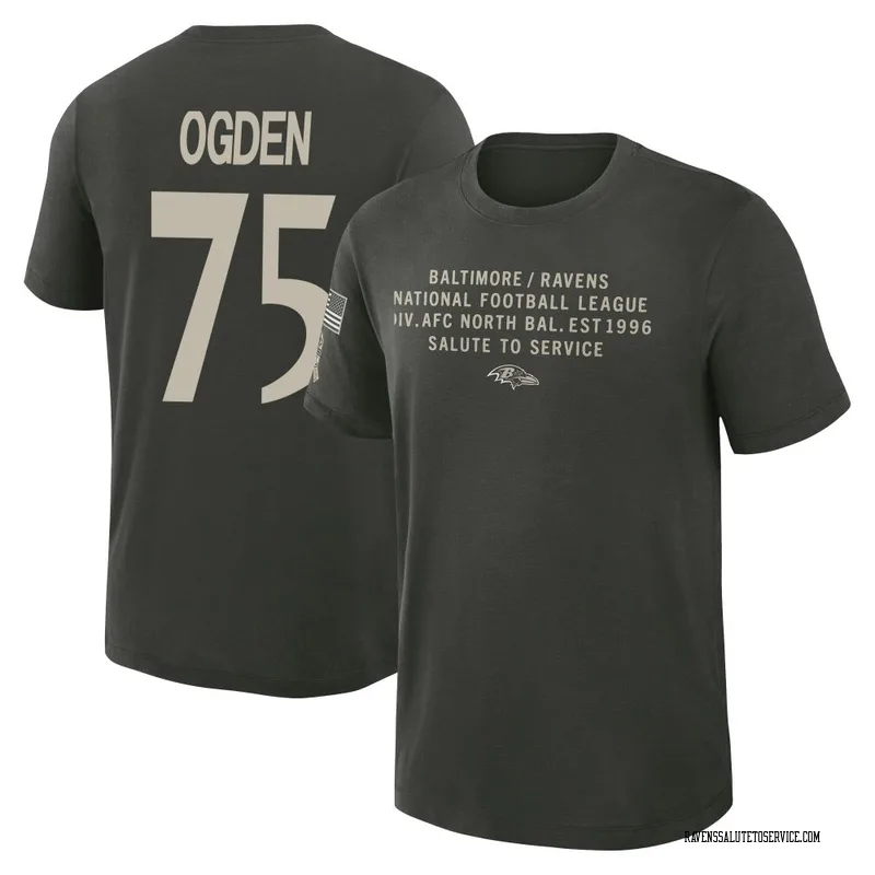 Youth Jonathan Ogden Baltimore Ravens Green Dark/ 2025 Salute to Service Sideline Slub T-Shirt