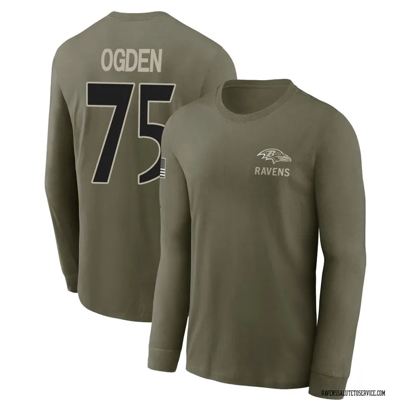 Youth Jonathan Ogden Baltimore Ravens Olive 2025 Salute to Service Sideline Long Sleeve T-Shirt