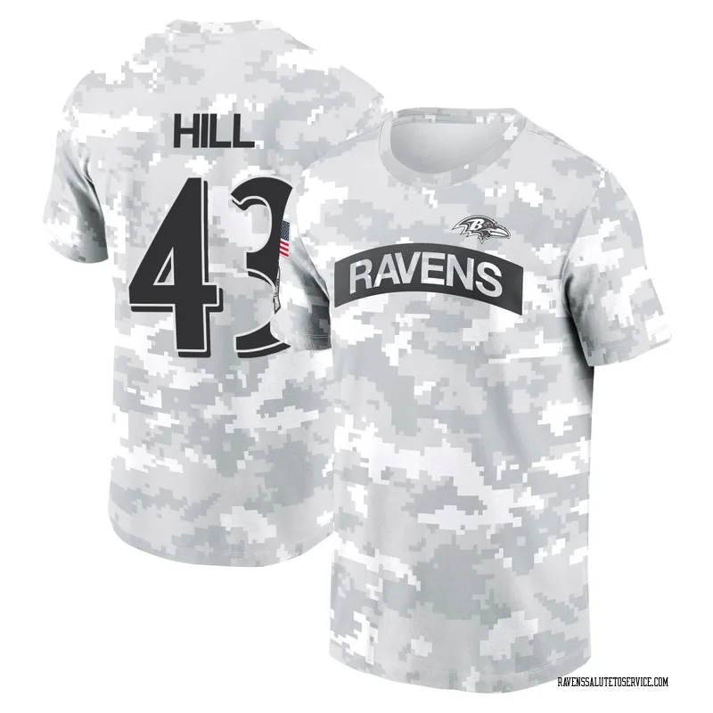 Youth Justice Hill Baltimore Ravens Camo Arctic 2024 Salute to Service Performance T-Shirt