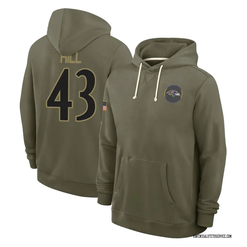 Youth Justice Hill Baltimore Ravens Olive 2025 Salute to Service Hoodie