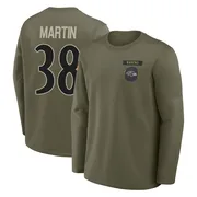 Youth Keyon Martin Baltimore Ravens Olive 2025 Salute to Service Sideline Coaches Long Sleeve T-Shirt