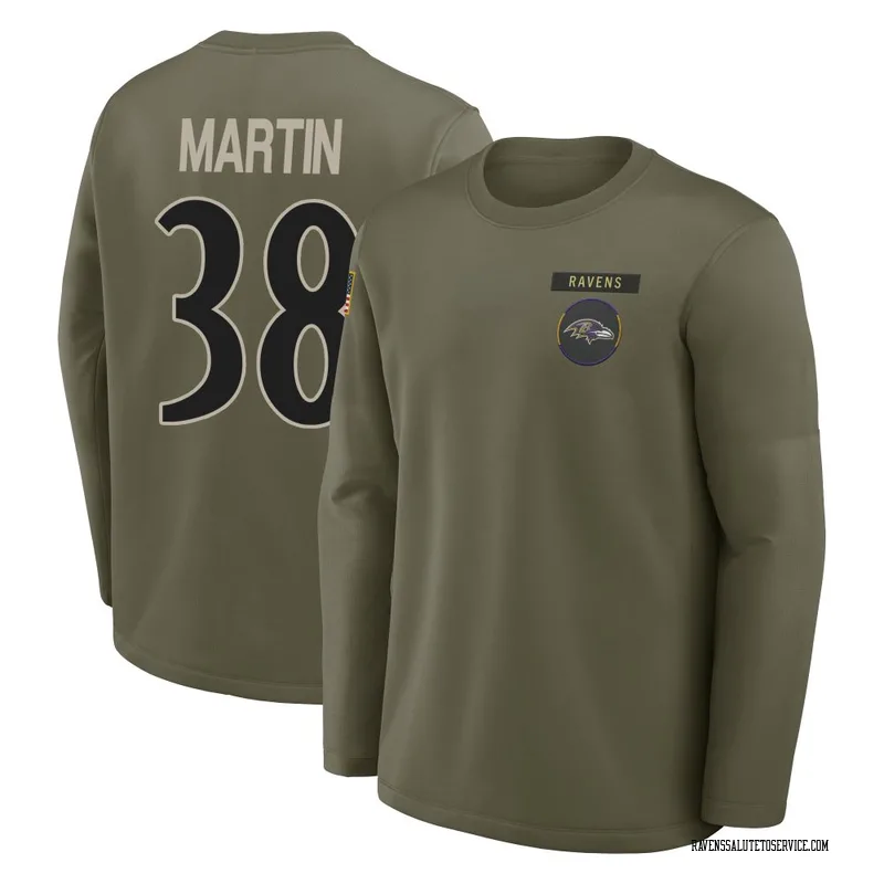 Youth Keyon Martin Baltimore Ravens Olive 2025 Salute to Service Sideline Coaches Long Sleeve T-Shirt