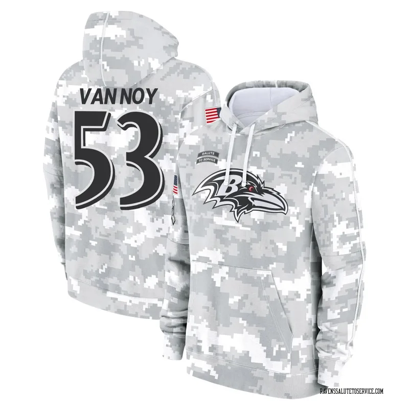 Youth Kyle Van Noy Baltimore Ravens Camo Arctic 2024 Salute to Service Club Fleece Pullover Hoodie