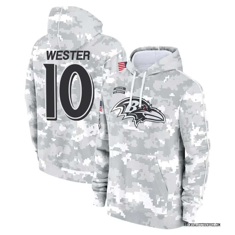 Youth LaJohntay Wester Baltimore Ravens Camo Arctic 2024 Salute to Service Club Fleece Pullover Hoodie