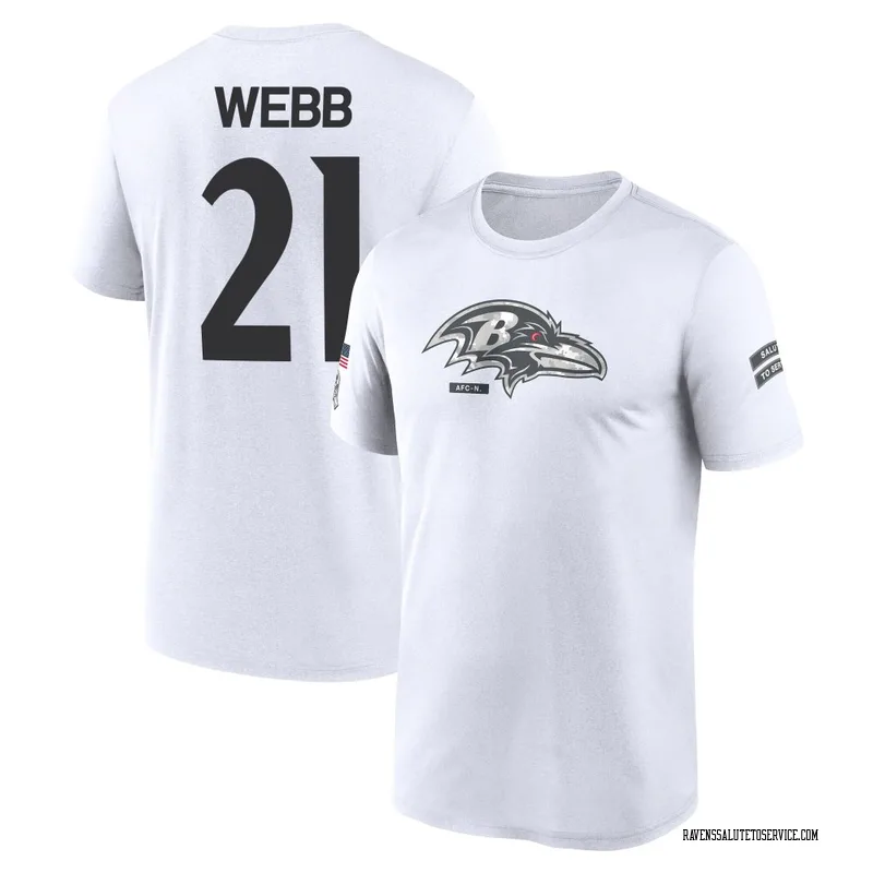 Youth Lardarius Webb Baltimore Ravens Legend White 2024 Salute to Service Performance T-Shirt
