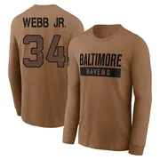 Youth Lardarius Webb Jr. Baltimore Ravens Brown / 2023 Salute To Service Long Sleeve T-Shirt