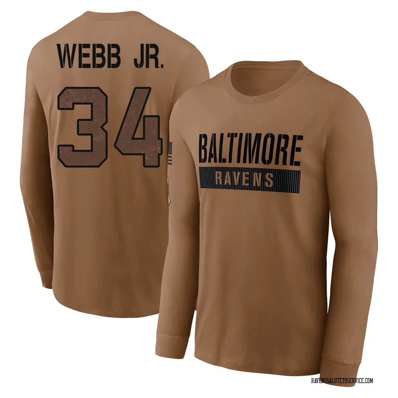 Youth Lardarius Webb Jr. Baltimore Ravens Brown / 2023 Salute To Service Long Sleeve T-Shirt