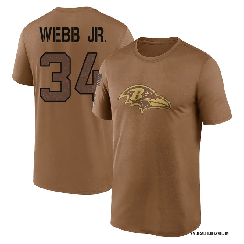 Youth Lardarius Webb Jr. Baltimore Ravens Legend Brown 2023 Salute To Service Performance T-Shirt