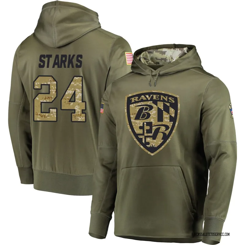 Youth Malaki Starks Baltimore Ravens Olive Salute to Service Pullover Hoodie
