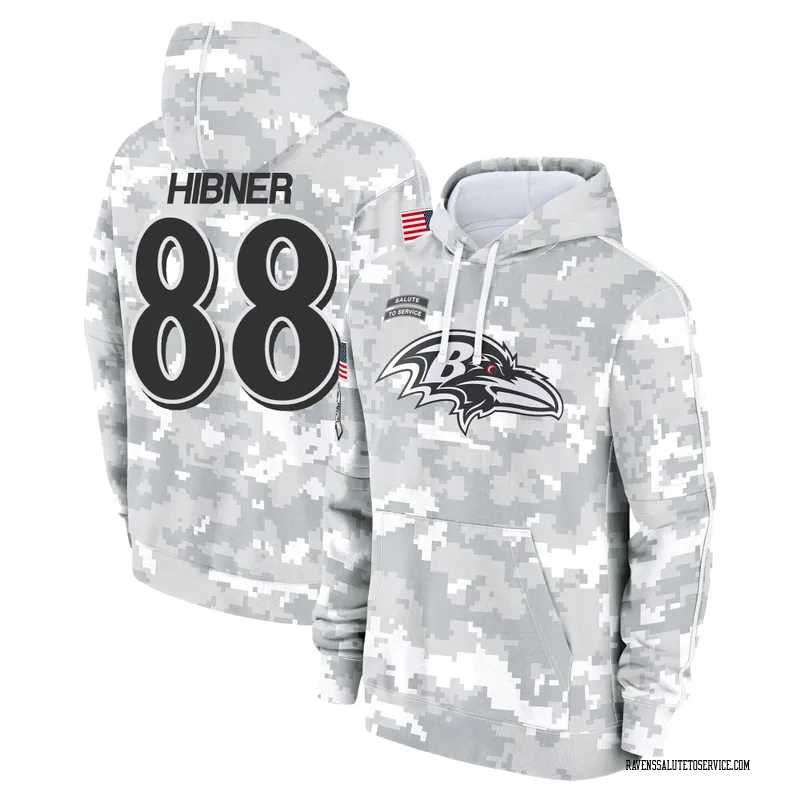 Youth Matthew Hibner Baltimore Ravens Camo Arctic 2024 Salute to Service Club Fleece Pullover Hoodie