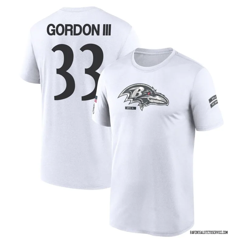 Youth Melvin Gordon III Baltimore Ravens Legend White 2024 Salute to Service Performance T-Shirt