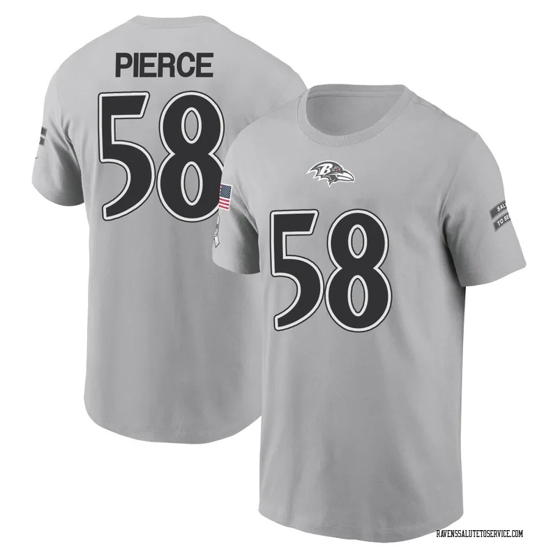 Youth Michael Pierce Baltimore Ravens Gray 2024 Salute to Service Name & Number T-Shirt