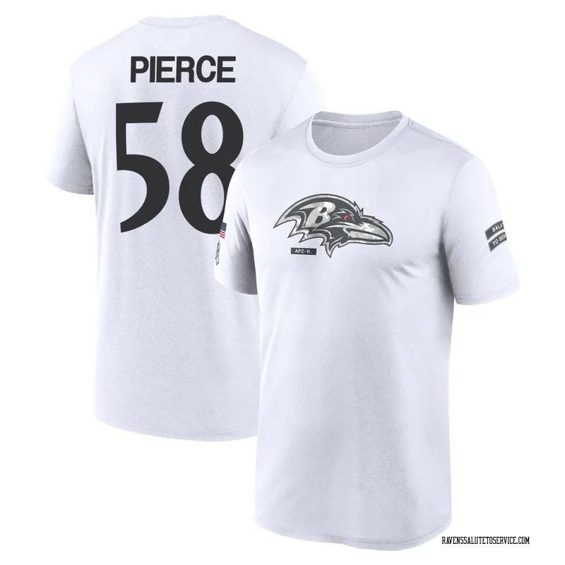 Youth Michael Pierce Baltimore Ravens Legend White 2024 Salute to Service Performance T-Shirt