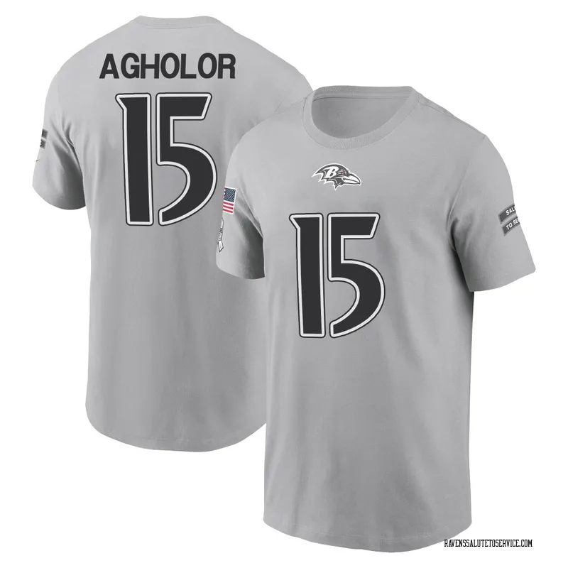 Youth Nelson Agholor Baltimore Ravens Gray 2024 Salute to Service Name & Number T-Shirt