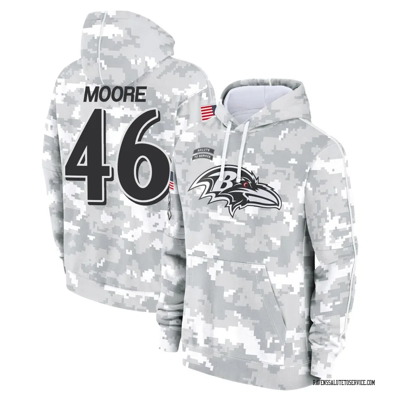 Youth Nick Moore Baltimore Ravens Camo Arctic 2024 Salute to Service Club Fleece Pullover Hoodie