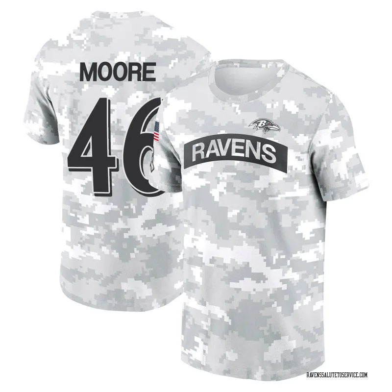 Youth Nick Moore Baltimore Ravens Camo Arctic 2024 Salute to Service Performance T-Shirt