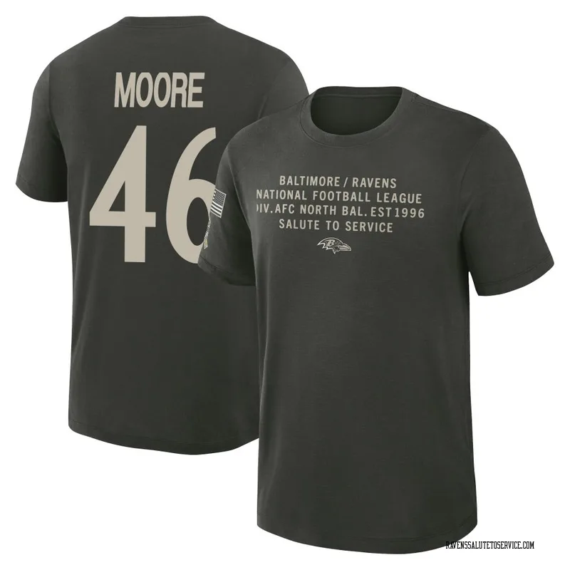 Youth Nick Moore Baltimore Ravens Green Dark/ 2025 Salute to Service Sideline Slub T-Shirt