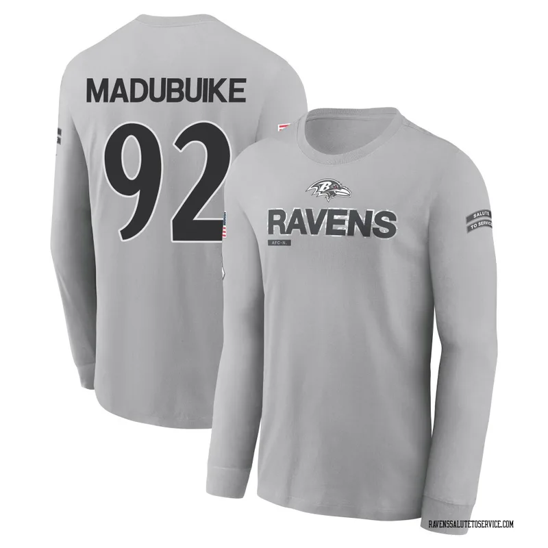 Youth Nnamdi Madubuike Baltimore Ravens Gray 2024 Salute to Service Long Sleeve T-Shirt