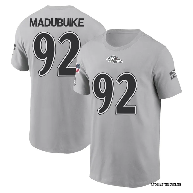 Youth Nnamdi Madubuike Baltimore Ravens Gray 2024 Salute to Service Name & Number T-Shirt
