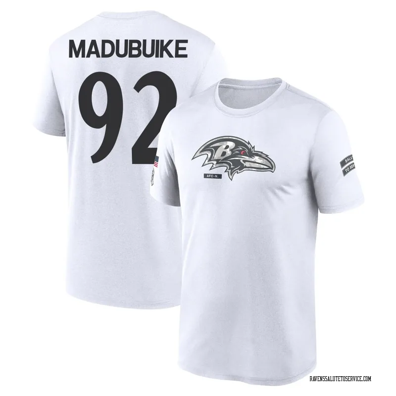 Youth Nnamdi Madubuike Baltimore Ravens Legend White 2024 Salute to Service Performance T-Shirt