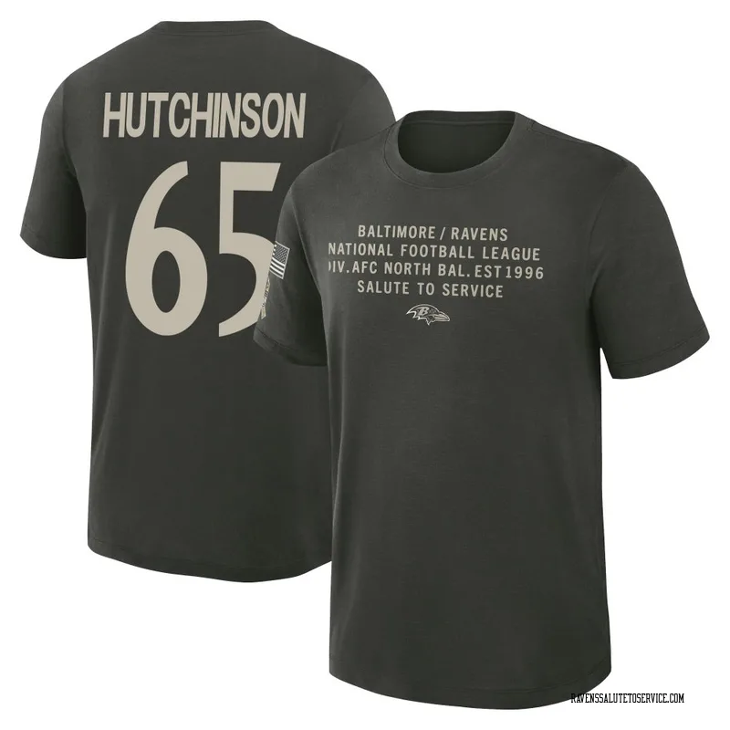 Youth Ozzie Hutchinson Baltimore Ravens Green Dark/ 2025 Salute to Service Sideline Slub T-Shirt
