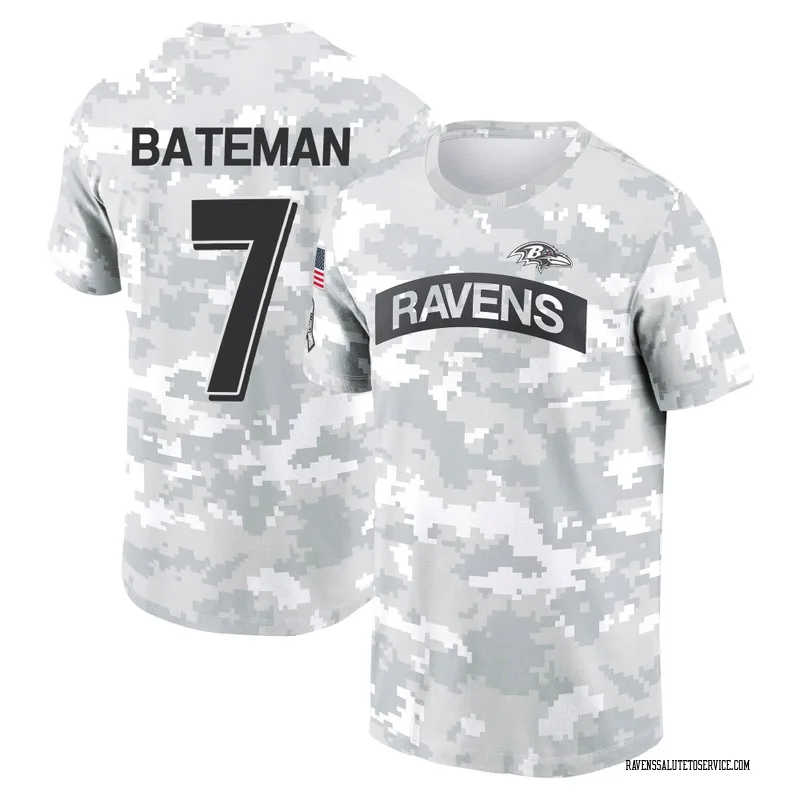 Youth Rashod Bateman Baltimore Ravens Camo Arctic 2024 Salute to Service Performance T-Shirt