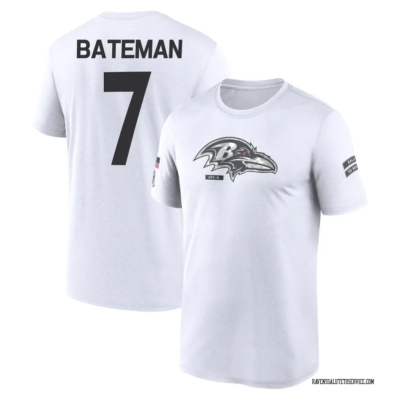 Youth Rashod Bateman Baltimore Ravens Legend White 2024 Salute to Service Performance T-Shirt