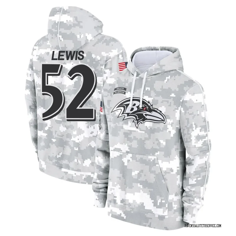 Youth Ray Lewis Baltimore Ravens Camo Arctic 2024 Salute to Service Club Fleece Pullover Hoodie