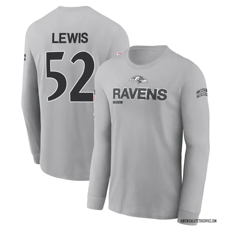 Youth Ray Lewis Baltimore Ravens Gray 2024 Salute to Service Long Sleeve T-Shirt