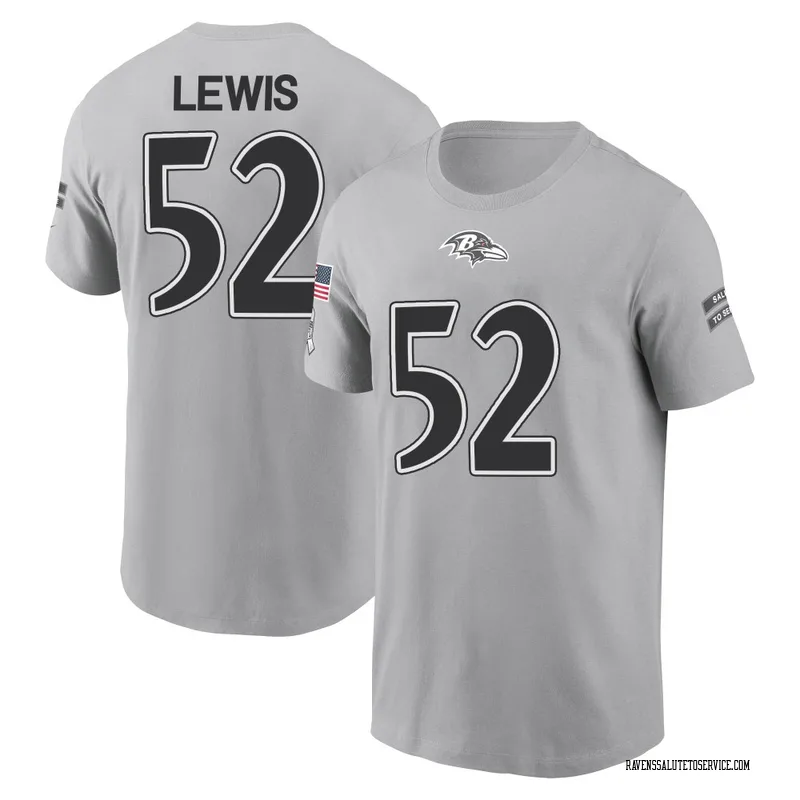 Youth Ray Lewis Baltimore Ravens Gray 2024 Salute to Service Name & Number T-Shirt