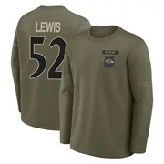 Youth Ray Lewis Baltimore Ravens Olive 2025 Salute to Service Sideline Coaches Long Sleeve T-Shirt