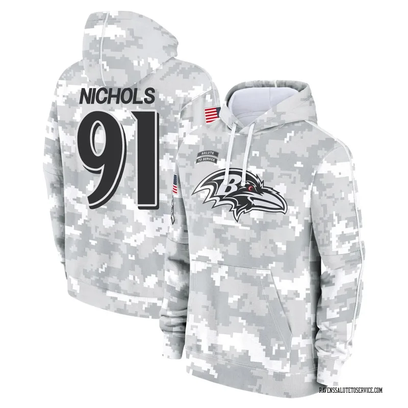 Youth Rayshad Nichols Baltimore Ravens Camo Arctic 2024 Salute to Service Club Fleece Pullover Hoodie