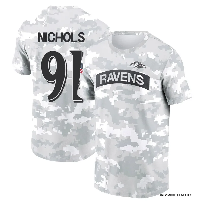 Youth Rayshad Nichols Baltimore Ravens Camo Arctic 2024 Salute to Service Performance T-Shirt