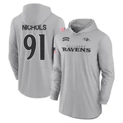 Youth Rayshad Nichols Baltimore Ravens Gray 2024 Salute to Service Lightweight Performance Long Sleeve Hooded T-Shirt