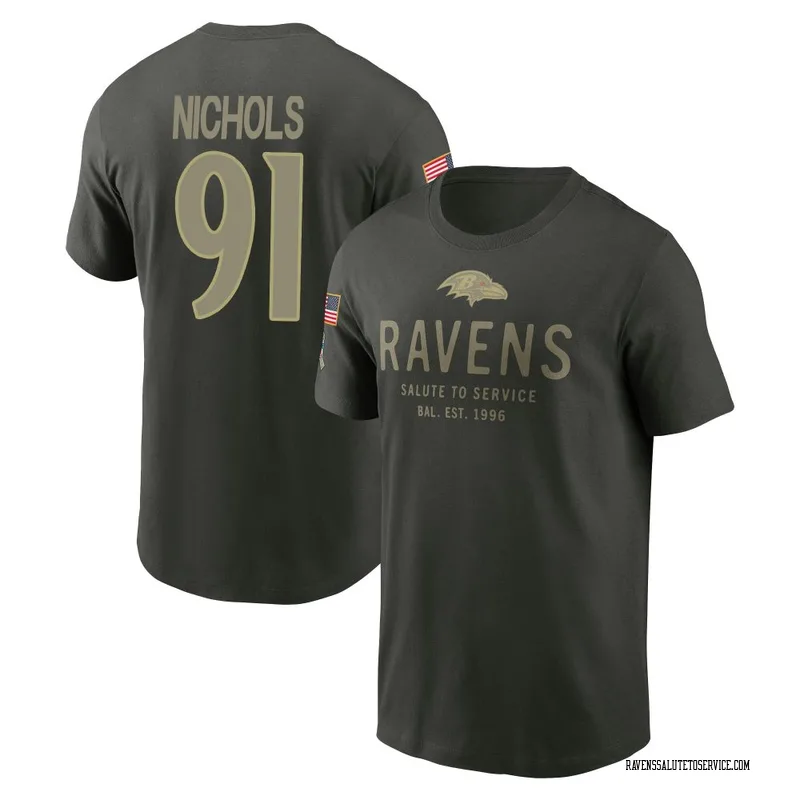 Youth Rayshad Nichols Baltimore Ravens Green Forest/ 2025 Salute to Service Sideline Primary Edge T-Shirt