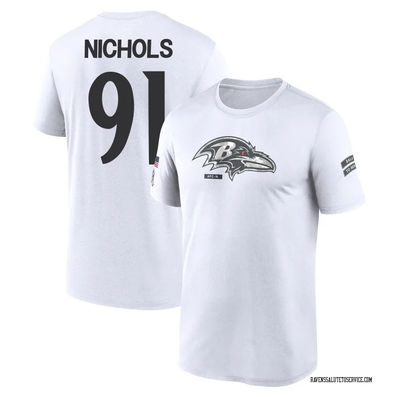 Youth Rayshad Nichols Baltimore Ravens Legend White 2024 Salute to Service Performance T-Shirt
