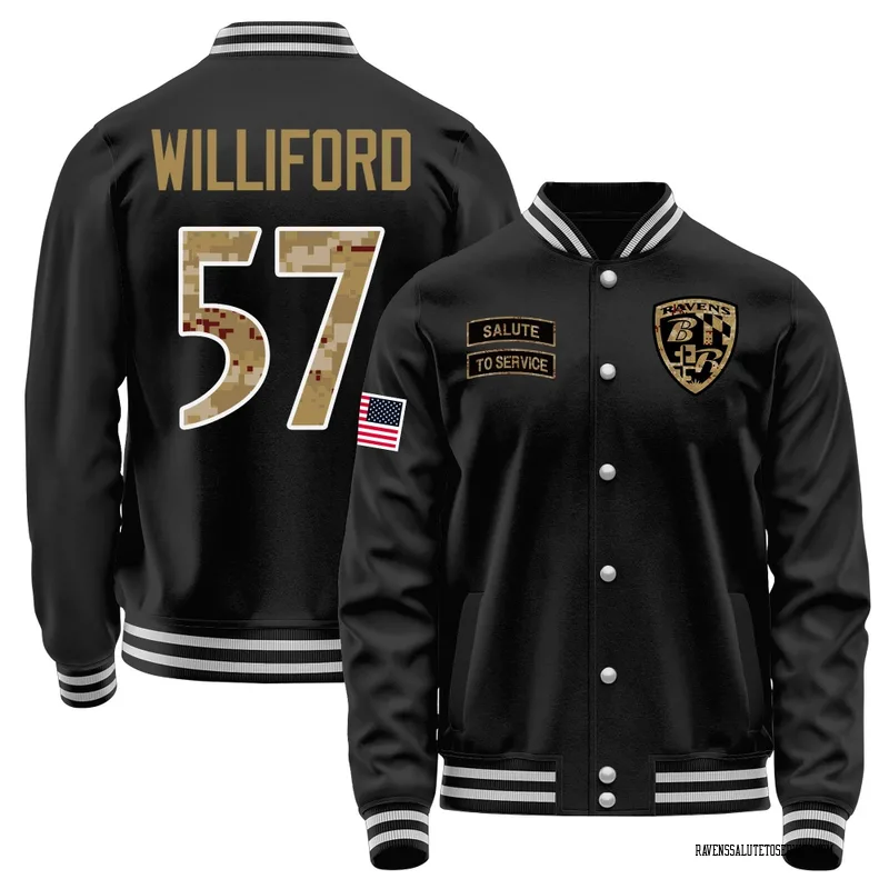 Youth Reid Williford Baltimore Ravens Black Salute to Service Sideline Performance Jacket