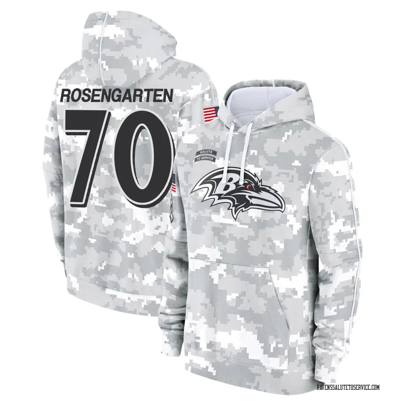 Youth Roger Rosengarten Baltimore Ravens Camo Arctic 2024 Salute to Service Club Fleece Pullover Hoodie