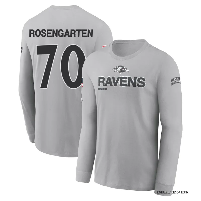 Youth Roger Rosengarten Baltimore Ravens Gray 2024 Salute to Service Long Sleeve T-Shirt