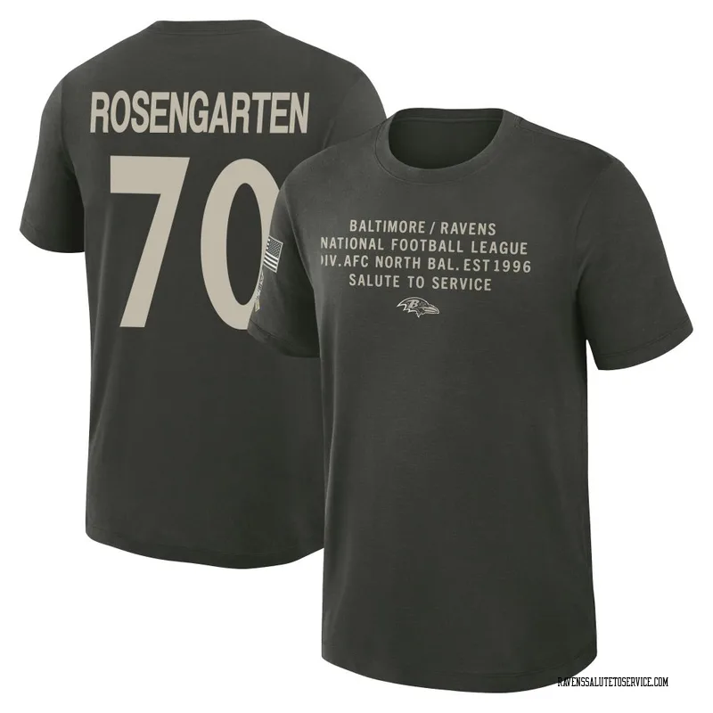 Youth Roger Rosengarten Baltimore Ravens Green Dark/ 2025 Salute to Service Sideline Slub T-Shirt