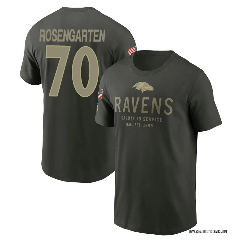 Youth Roger Rosengarten Baltimore Ravens Green Forest/ 2025 Salute to Service Sideline Primary Edge T-Shirt