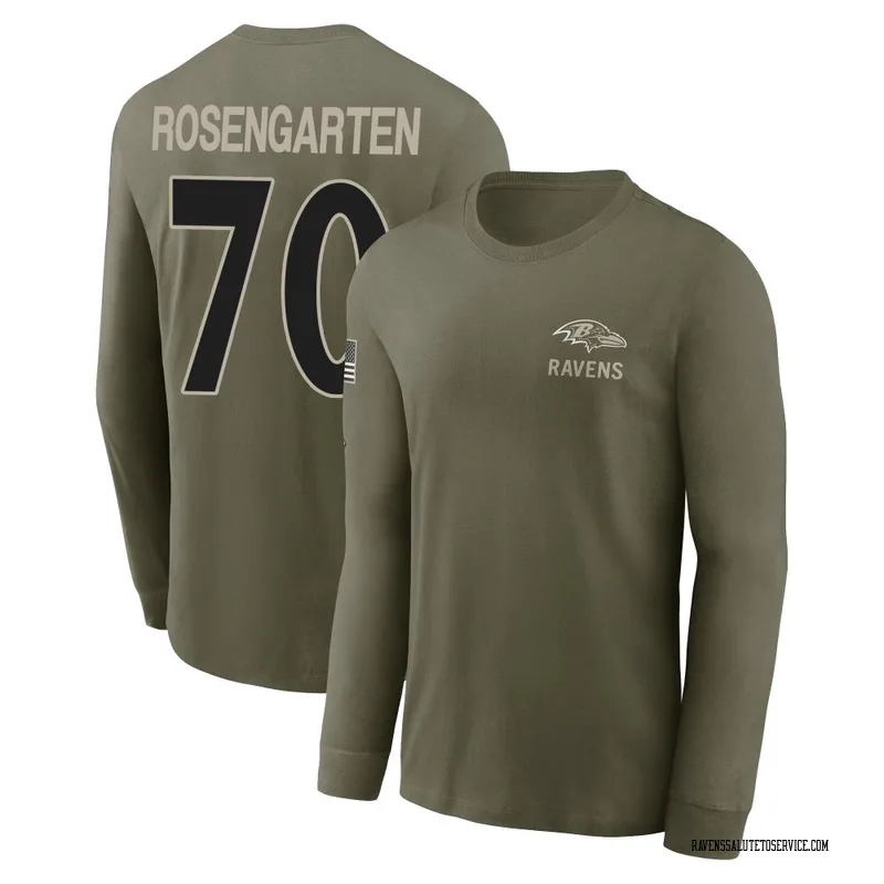 Youth Roger Rosengarten Baltimore Ravens Olive 2025 Salute to Service Sideline Long Sleeve T-Shirt