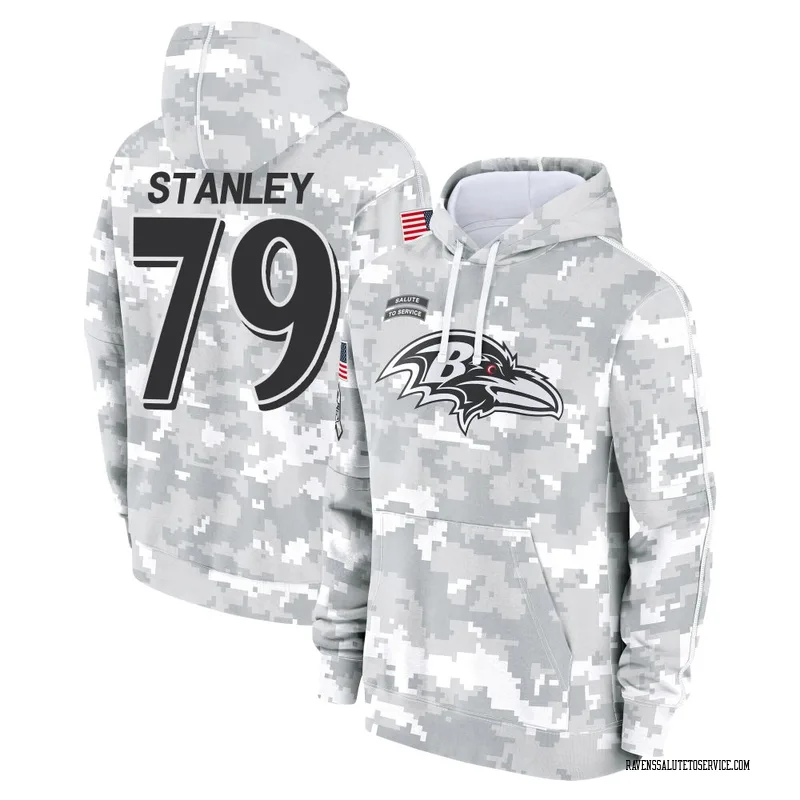 Youth Ronnie Stanley Baltimore Ravens Camo Arctic 2024 Salute to Service Club Fleece Pullover Hoodie