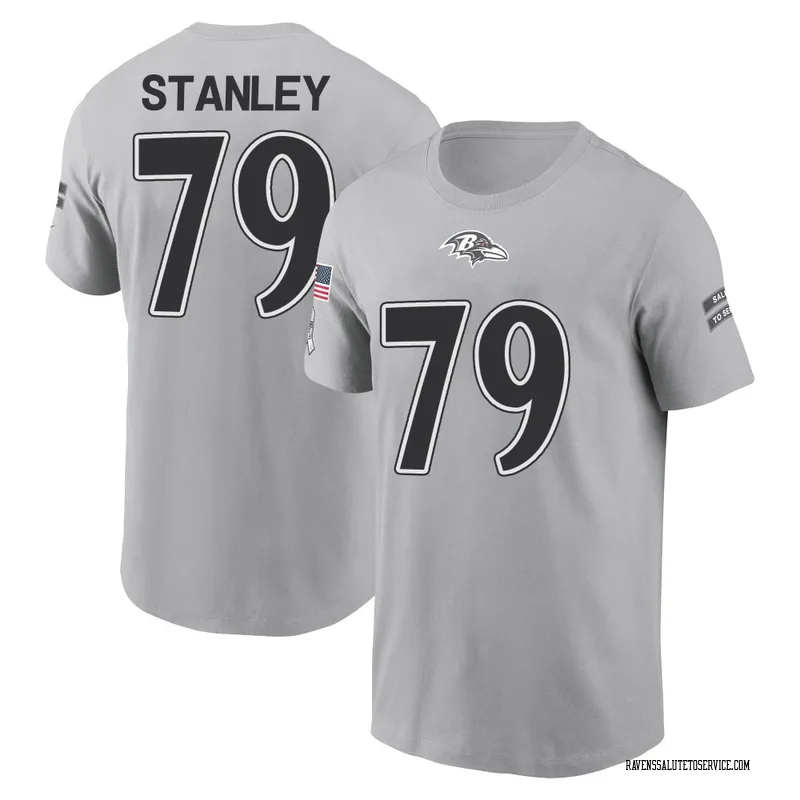 Youth Ronnie Stanley Baltimore Ravens Gray 2024 Salute to Service Name & Number T-Shirt