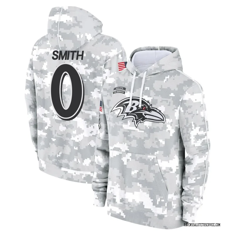 Youth Roquan Smith Baltimore Ravens Camo Arctic 2024 Salute to Service Club Fleece Pullover Hoodie